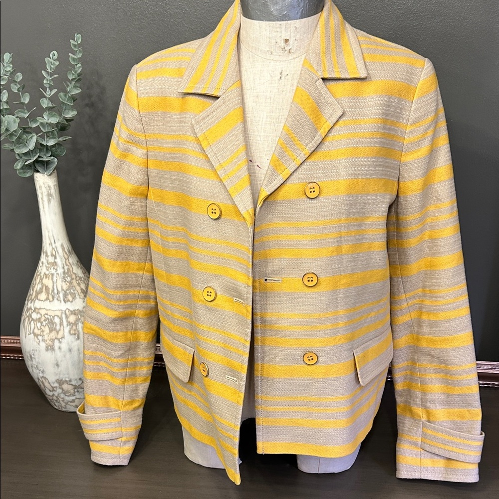 Talbots Yellow and Gray Striped Women's Blazer